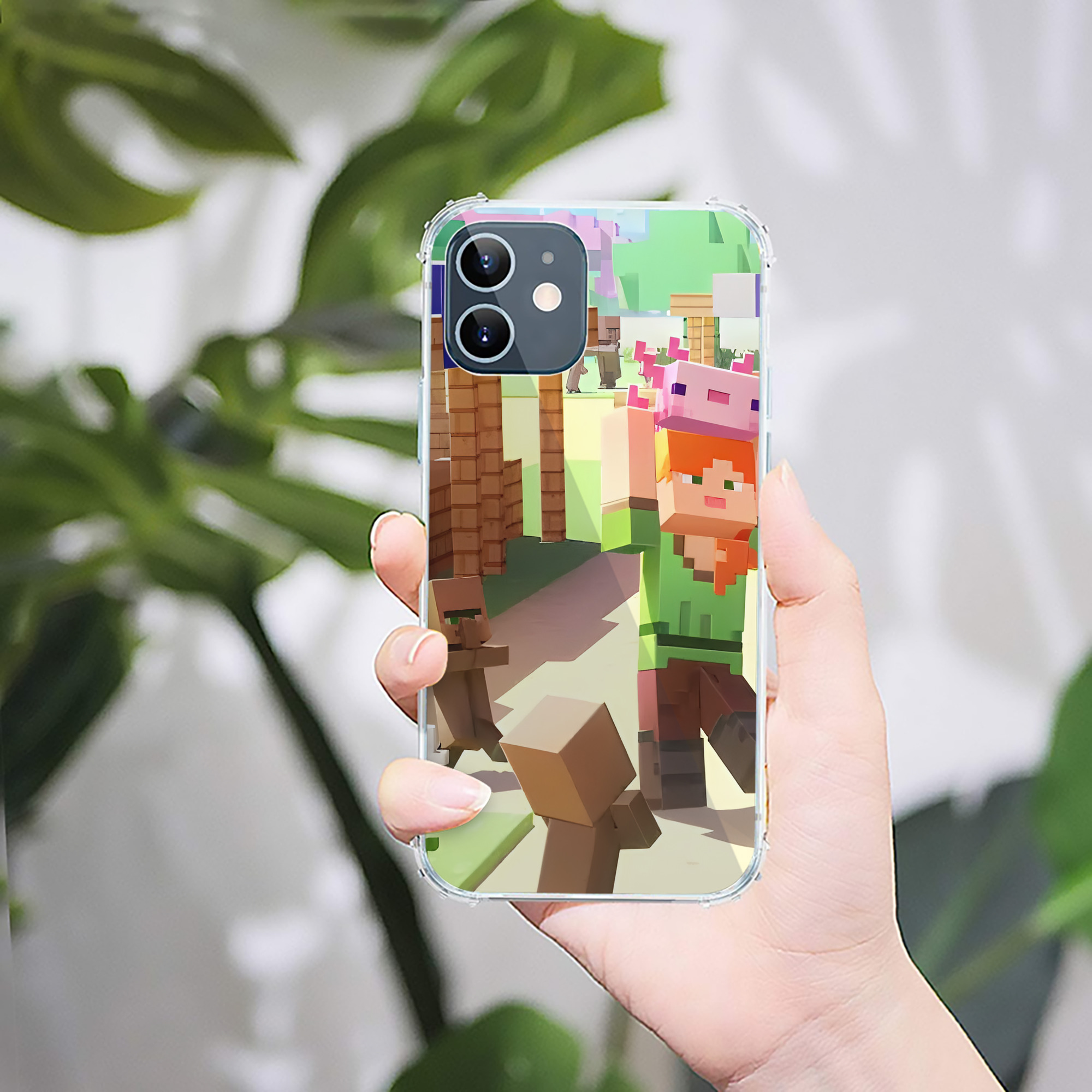 （画像用） マインクラフト ブロックの世界 Minecraft MC Block world 【iPhone 12シリーズ対応】透明スマホケース（クリアソフトケース）